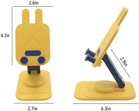Cute Rabbit 2-Pack Foldable Phone Stand Holder: 360-Degree Adjustable Desk Accessory for All Smartphones – Stylish Functionality and Enhanced Compatibility for Everyday Use