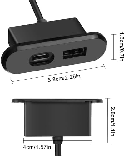 Transform Your Workspace with XMSJSIY USB C Desk Power Grommet Outlet – Seamlessly Integrated Charging Hub for USB & Type-C Devices – Efficient 5 V/2 A Output, 1.2 m Cable for Flexible Use at Home, Office, or On-the-Go – Clutter-Free Convenience at Your Fingertips