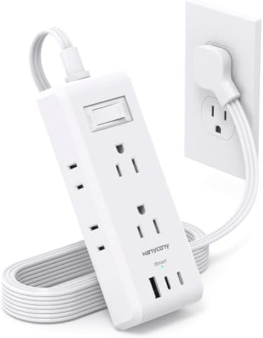 HANYCONY Travel Power Strip with 6 Outlets & 3 USB Ports – 5 ft Flat Plug Extension Cord for Cruise Ships & College Dorms – Space-Saving Wall Mount Design for Ultimate Convenience & Fast Charging Efficiency