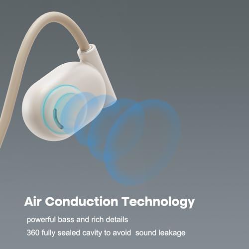MAIRDI Bluetooth 5.3 Open Ear Sport Headphones – Wireless Air Conduction Earbuds with 8-Hour Playtime and Noise Reduction Mic for Uninterrupted Running and Cycling – Ergonomic Design for Maximum Comfort and Awareness – Premium Sound Quality in White