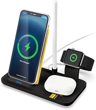 SOAR NCAA 4-in-1 Wireless Charging Docking Station: Rapid Charge Solution for i Phone, Apple Watch, Air Pods & Apple Pencil – Official NCAA Design for Ultimate Fan Experience and Device Compatibility