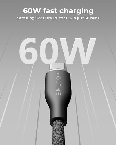 VOLTME Premium Nylon USB C Cable 2-Pack – 6 ft Fast Charging & Data Transfer Cable for Galaxy S10+/S10, Note 10/9, LG V30/V35, Moto Z2/Z3 – Universal Compatibility & Enhanced Durability for Efficient Charging Solutions