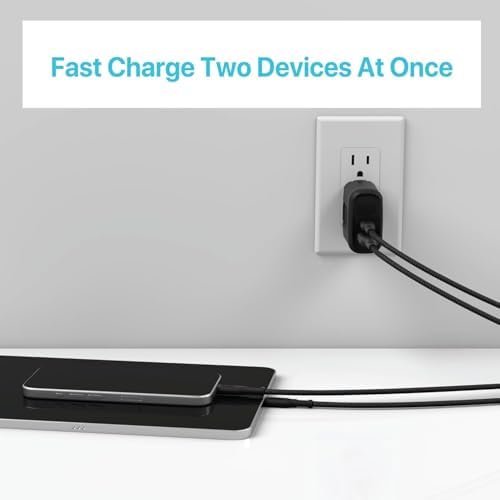 BLACK+DECKER 38 W Dual-Port Fast Charging Wall Adapter – Compact USB-C & Type C Quick Charge Power Supply with Qualcomm QC 3.0 – Perfect for Home, Office & Travel – Versatile PD Charger for Smartphones, Tablets & More