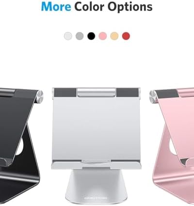 Ergonomic Adjustable Aluminum Tablet Stand – Versatile Cradle for i Pad & Samsung with Multi-Angle Viewing – Perfect for Enhanced Comfort and Productivity at Home, Office, or On-the-Go – Durable, Lightweight Design for All Tablets Up to 13 Inches