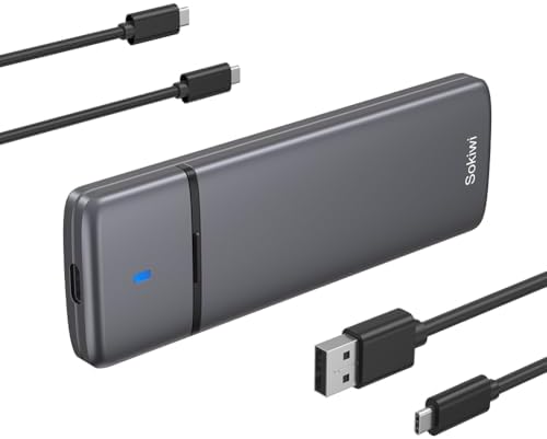Sokiwi Tool-Free M.2 NVMe SATA SSD Enclosure Adapter – High-Speed USB 3.2 Gen2 10 Gbps External Drive Converter for M-Key/B+M Key SSDs – Compact and Durable Solution for Data Transfer, Backup, and Storage Expansion – Supports UASP & TRIM for Optimal Performance
