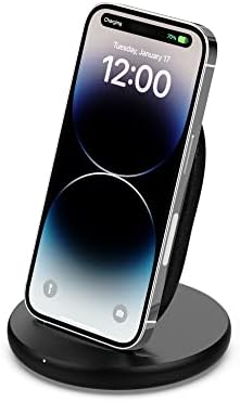 Belkin 15 W Qi-Certified Wireless Charging Stand – Ultra-Fast Charging for i Phone, Galaxy, Pixel & More – Stylish Black Design for Effortless Streaming and Connectivity – Ideal Phone Charging Station for Multitasking and Convenience – No Power Supply Included