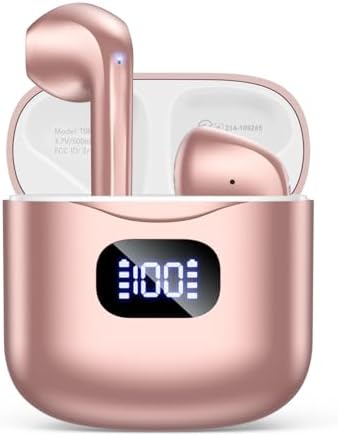 Premium Bluetooth 5.3 Wireless Earbuds with 40-Hour Playtime | IPX7 Waterproof In-Ear Headphones for Sports and Everyday Use | Ergonomic Comfort Fit with Superior Sound and Clear Calls | Sleek White Design with LED Charging Case | Universal Compatibility for All Devices