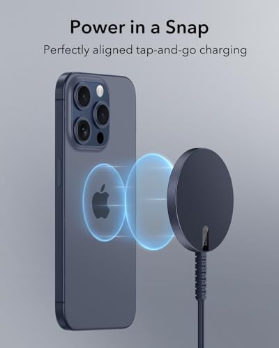 ESR Mag Safe 15 W Wireless Charger – Dual USB-C Charging Pad for i Phone 16 Pro Max, 16 Pro, 16, 16 Plus, 15, 14, 13, 12, and Galaxy S25 – Sleek Desert Titanium Finish – Effortless Magnetic Alignment for Air Pods Pro/3/4 – High-Speed Charging & Enhanced Device Compatibility