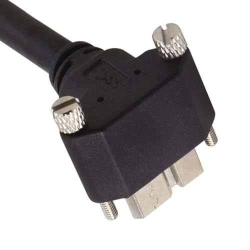 Chenyang 90-Degree Micro USB 3.0 Cable – Type A Male to Micro B Male, 3 M High-Speed Connector for Industrial Cameras & Devices, Enhanced Durability with Mount Panel Screws, Perfect for Tight Spaces and Optimal Cable Management