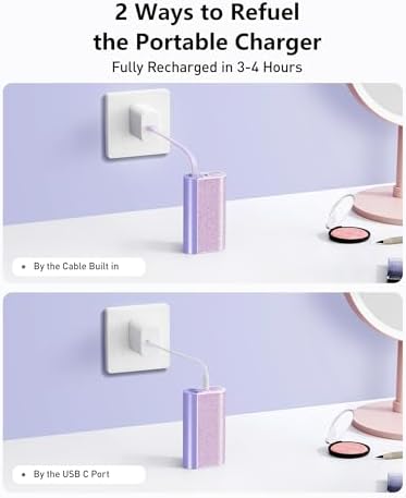 VEGER Stylish 10,000 m Ah Portable Charger with Detachable Cable – 20 W Fast Charging Power Bank for i Phone 15/14 & Android Devices – Chic Travel Essential in Eye-Catching Blue for On-the-Go Charging