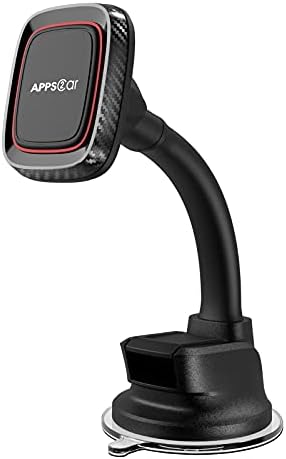 APPS2 Premium Magnetic Car Phone Holder – Versatile Dashboard & Windshield Mount with Flexible Arm & Robust Suction Cup, Ensuring Optimal Smartphone Accessibility for All Models – Your Ultimate Driving Companion for Hands-Free Navigation and Seamless Communication