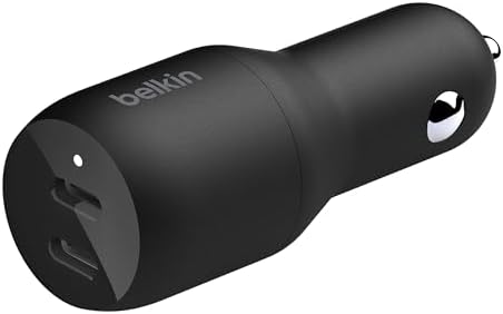 Belkin 36 W Dual USB-C Car Charger with Advanced Power Delivery 2.0 & PPS Technology – High-Speed Charging Solution for i Phone 14 Series, Samsung Galaxy, and More – Compact, Durable, and Efficient Fast Charging Car Adapter for Ultimate On-the-Go Connectivity