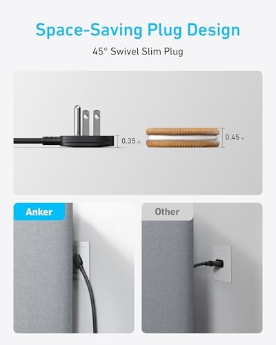 Anker 20 W Max 8-in-1 USB-C Power Strip: The Ultimate Fast Charging Station for i Phone 15/14 & Mac Book Air/Pro, Featuring 4 AC Outlets, 2 USB-A & 2 USB-C Ports, Ideal Travel & Office Desktop Charger with 5 ft Slim Cord for Enhanced Mobility and Compatibility