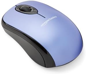 Wireless Silver Optical Mouse by Amazon Basics – 2.4 GHz Connection with USB Nano Receiver for Effortless Navigation and Ergonomic Comfort in Home & Office Use