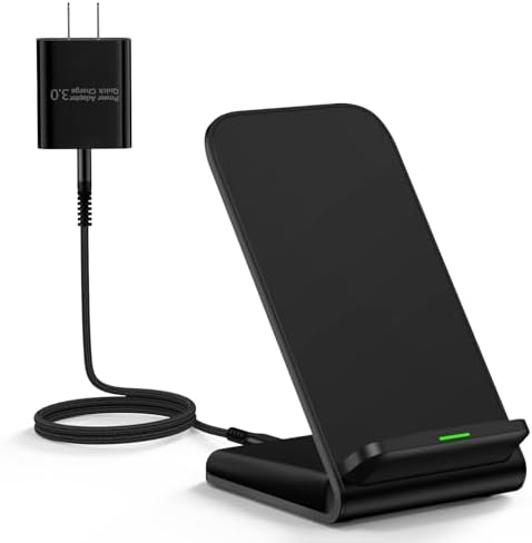 Samsung Fast Wireless Charging Stand 15 W – Universal Compatibility for Galaxy S24/S25 Ultra Plus, i Phone 16/15 Pro Max, Pixel 9 Pro – Sleek Design with 18 W Adapter for Optimal Performance – Perfect Desk and Nightstand Accessory