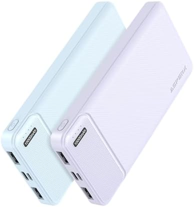 Dual 10,000 m Ah Portable Power Bank Set – Ultra-Slim USB-C Fast Charging Chargers for i Phone, Android, Google Devices – Triple-Port External Battery Pack for Safe, All-Day Use on the Go with Enhanced Compatibility and Lightweight Design