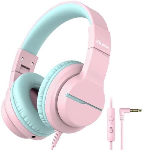 i Clever Kids Headphones: Safe 85 d B Volume-Limited Over-Ear Stereo Sound for Children – Foldable, Lightweight, and Compatible with i Pads and Computers for Easy Travel and Learning
