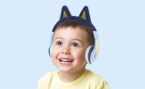 Bluey Kids Bluetooth Headphones – Safe Wireless Earphones with Volume Limiting Technology, Foldable for Easy Portability, and Integrated Microphone for Calls and Learning – Versatile Compatibility for Home, School, and Travel Use