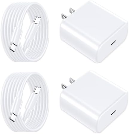 Dual 45 W USB-C Fast Charger Set for Google Pixel 9/9 Pro/8 Series & i Phone 16/16 Pro Max – High-Speed Power Block with 6 FT USB-C to C Cable for Ultimate Compatibility and Convenience
