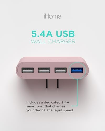 i Home 2-Port USB Wall Charger – Compact Dual Port AC Adapter for Rapid Device Charging – Flat Design for Travel & Home Use – Enhanced Compatibility with Smartphones & Tablets – Safe, High-Speed Charging Solution