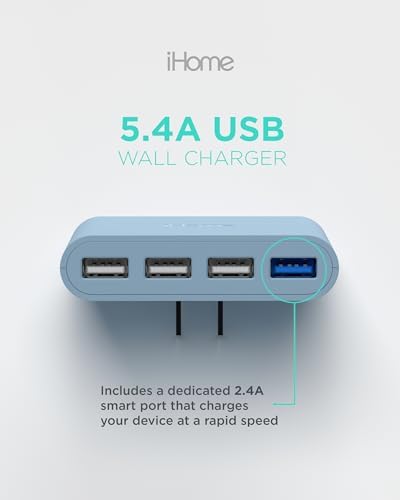 i Home 2-Port USB Wall Charger – Compact Dual Port AC Adapter for Rapid Device Charging – Flat Design for Travel & Home Use – Enhanced Compatibility with Smartphones & Tablets – Safe, High-Speed Charging Solution