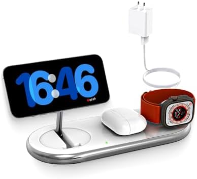 Revolutionary 3-in-1 Magnetic Charging Hub for Apple Devices – Wireless Charger for i Phone 15/14/13/12, Air Pods Pro & All Apple Watches (Sleek Black Design) – Fast, Efficient Power Solution with Space-Saving Design for Ultimate Convenience