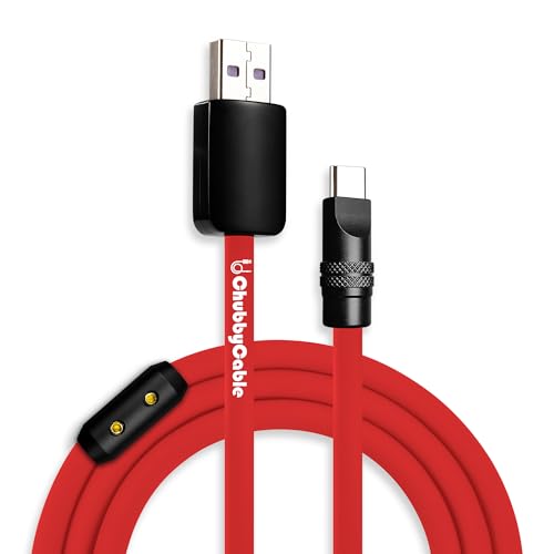 chubbycable Black Chubby Pro – Samurai Cable 240W USB-C Cable Silicone Fast Charging Type C Charger Cord, Rose Red, USB-A to Type-C, 6.6FT – Enhanced Compatibility and Speed