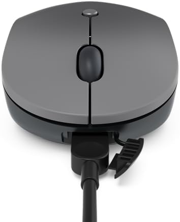 Lenovo Go Multi-Device Wireless Mouse – Versatile Dual Connectivity Bluetooth Optical Mouse with USB-C Rechargeable Battery, Adjustable DPI, Qi Charging, and Ambidextrous Design in Sleek Grey – Perfect for Multitaskers and Professionals
