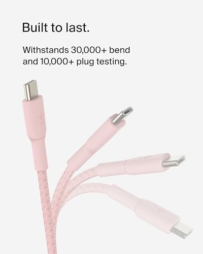 Belkin Boost Charge Braided USB-C to USB-C Cable – 1 m (3.3 ft) Durable Fast Charging Cable for i Phone, Galaxy, Nintendo Switch 2, i Pad Pro, and Pixel – Tangle-Free Design with 480 Mbps Data Transfer – Ultimate Universal Compatibility for All Your Devices
