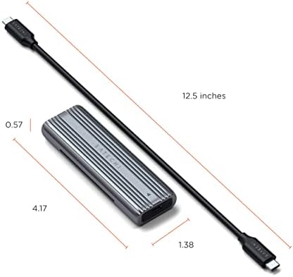 Satechi USB-C Aluminum M.2 SSD Enclosure: Tool-Free Design, 10 Gbps Data Transfer, Compatible with NVMe/SATA SSDs up to 4 TB, Enhanced Portability and Performance for On-the-Go Professionals