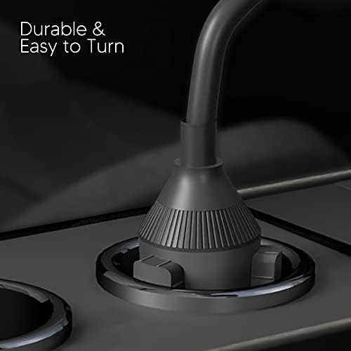 Talk Works Adjustable Car Cupholder Cell Phone Holder for i Phone 15 Series & More – 8-Inch Gooseneck Mount for Hands-Free Navigation, Secure Fit, and 360-Degree Rotation – Essential Auto Accessory in Sleek Black Finish