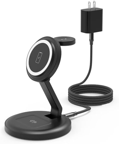Ultimate 3-in-1 Magnetic Wireless Charging Station for Apple Devices – Foldable Design with Enhanced Magnetic Alignment for i Phone 16/15/14/13/12, Apple Watch Series 9/8/7/6/SE, and Air Pods Pro/2/3/4 – Fast Charging with 20 W PD Adapter and USB-C Cable Included – Travel-Friendly, Compact, and Efficient Power Solution for All Your Apple Gear – Experience Seamless Charging with Superior Stability and Optimized Viewing Angles, Perfect for Home, Office, or On-the-Go Use – Elevate Your Charging Experience Today!