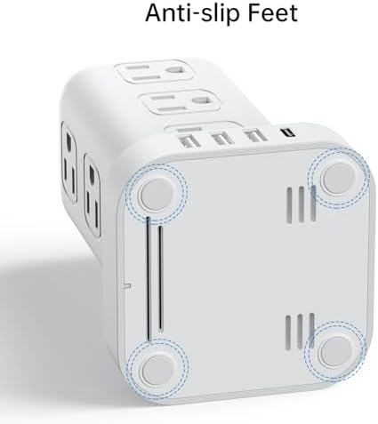 Elevate Your Charging Efficiency with the 12-Outlet Tower Surge Protector Power Strip – 6.5 Feet Extension Cord, 4 USB Ports Including USB-C, Compact Charging Station for Office and Home, Enhanced Surge Protection for Ultimate Device Safety