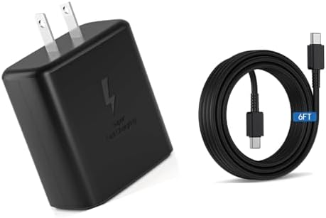 S25 S24 AI-Powered 45 W Super Fast Charger for Samsung Galaxy Devices, Featuring 6.6 FT Charging Cable – Optimal Compatibility and Enhanced Charging Efficiency for S25 Ultra, S24+, S23, Note 20/10 5 G and More