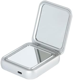 Limitless Innovations Silver Touch Light: 4,000 m Ah Power Bank & Compact Mirror Combo for On-the-Go Charging and Makeup Perfection – Sleek, Portable, and Versatile LED Purse Light for Effortless Touch-Ups and Enhanced Device Compatibility