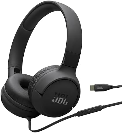JBL Tune 520 C On-Ear Headphones – USB-C Wired Design with Hi-Res Audio Precision, Enhanced Pure Bass Sound, and Ergonomic Comfort Fit, Complete with 3-Button Remote for Seamless Call and Music Control (Stylish White Finish) – Ideal Choice for Audiophiles and Professionals Seeking Superior Sound Experience