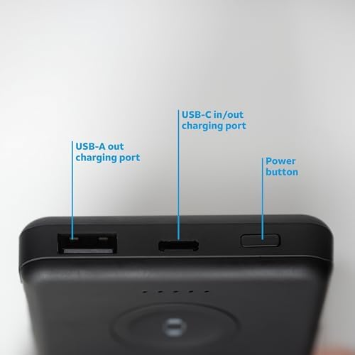 AT&T Essentials Compact 3-in-1 Keychain Power Bank – 5,000 m Ah Fast Charging Solution with USB-C and Lightning Compatibility for Ultimate Travel Convenience – Sleek Black Design for On-the-Go Device Charging