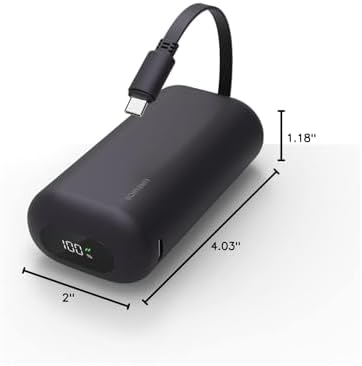 Ultra-Compact 10,000 m Ah Fast Charging Power Bank with Integrated USB-C Cable – Essential Portable Charger for i Phone 15, Samsung Galaxy S23, Note20, and More – LED Display for Easy Battery Monitoring and Enhanced Compatibility