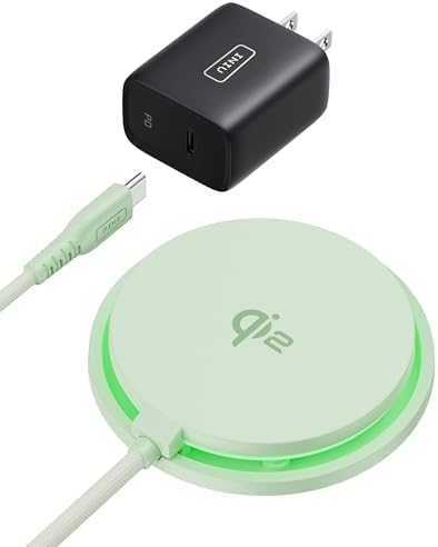 INIU Qi2 Certified Magnetic Wireless Charging Pad with Cooling Fan – 15 W Fast Charger for i Phone 16/15/14/13/12 Series & Air Pods – Sleek Design with Adapter Included for Ultimate Convenience and Efficiency