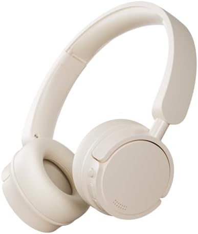 Unleash Premium Sound with H1 Bluetooth 5.3 Wireless On-Ear Headphones – 45-Hour Battery Life & Advanced ENC for Superior Call Clarity – Featherweight Design with Rich Deep Bass and Luxurious Memory Foam Ear Cushions in Sleek White – Perfect for Home, Office, and Travel Audio Enjoyment