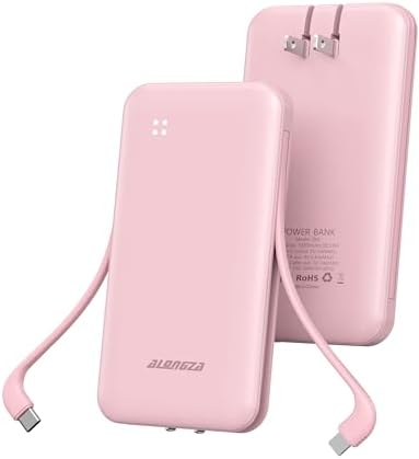 Experience Ultimate Portability with Alongza 10,000 m Ah Fast Charging Power Bank – Sleek Design with Built-In Cables and AC Plug for Effortless Device Charging on the Go – Lightweight, Compact USB C External Battery for Seamless Travel Convenience and Enhanced Compatibility Across All Smartphones and Gadgets