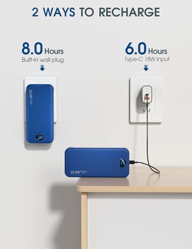 Ultra-Fast Portable Phone Charger with 12000 m Ah Capacity – All-in-One Power Bank with Integrated Cables, Wall Plug, and LED Display for i Phone, i Pad, Samsung – Essential Travel Companion for Uninterrupted Connectivity