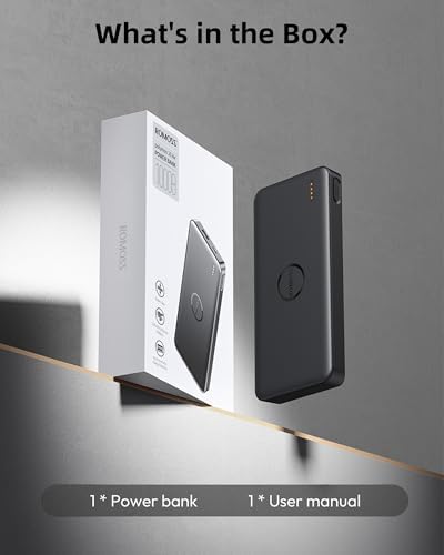 ROMOSS Ultra-Slim 10,000 m Ah Portable Charger – High-Speed Dual USB-C Power Bank for i Phone 16-11 & Samsung S24-S22 – Lightweight Travel Battery Pack with Fast Charging for On-the-Go Convenience