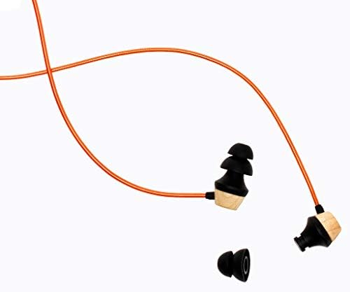 Symphonized ALN 2.0 Premium Genuine Wood Earbuds – Metallic Orange Noise-Isolating In-Ear Headphones with Tangle-Free Cable & Built-in Microphone for Enhanced Audio Compatibility and Immersive Sound Experience