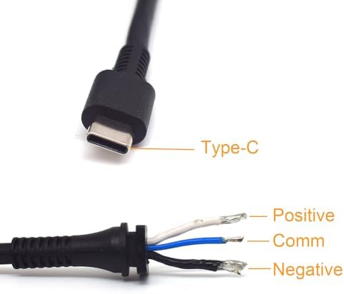 High-Performance 1.8 Meter USB C Cable – Type-C to Open-End Charger with Lock Slot for Enhanced Durability and 9.5 A Fast Charging – Universal Compatibility for HP, DELL, Lenovo Laptops (45 W-180 W) – Ideal for Data Transfer and Power Delivery