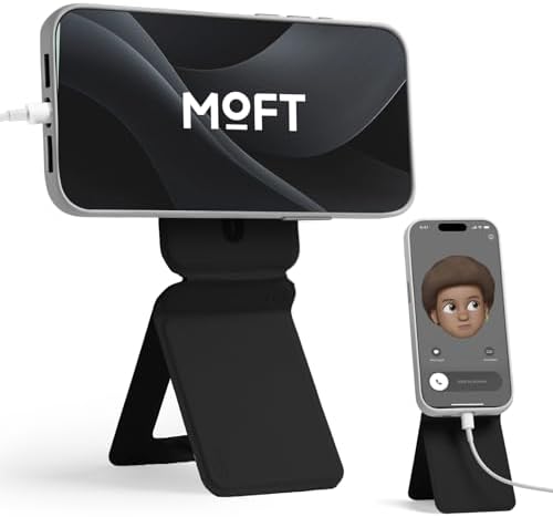 MOFT Phone Stand, Magnetic Phone Tripod Stand Stain-Resistant MOVAS Leather & Angle Adjustment & Strong Magnets Tripod for iPhone 16/15/14/13/12 (Included Metal Ring)-Misty Cove – Enhanced Compatibility and Speed