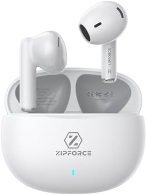 ZIPFORCE Bluetooth 5.3 True Wireless Earbuds with ENC Microphones – IPX6 Waterproof, Lightweight Design, 40-Hour Playtime, Touch Control Headphones for Seamless Audio Experience and Crystal-Clear Calls