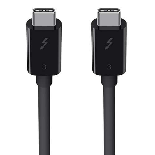 Belkin Thunderbolt 3 Cable (USB-C to USB-C) – 40 Gbps Data Transfer & 100 W Power Delivery, 1.6 ft Length – High-Speed Connection for Laptops, Tablets, and Smartphones, Sleek Black Design for Modern Tech Compatibility