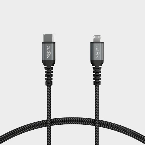 Elevate Your Charging Routine with the Shield MFi Certified USB-C to Lightning Cable – 6 ft Braided Kevlar Design for i Phone 14/13/12/11 Pro/Pro Max, i Pad, Air Pods, and i Pod – Rapid Power Delivery Support, Sleek Black & Silver Finish for Enhanced Durability and Style