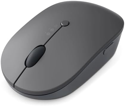 Lenovo Go Multi-Device Wireless Mouse – Versatile Dual Connectivity Bluetooth Optical Mouse with USB-C Rechargeable Battery, Adjustable DPI, Qi Charging, and Ambidextrous Design in Sleek Grey – Perfect for Multitaskers and Professionals
